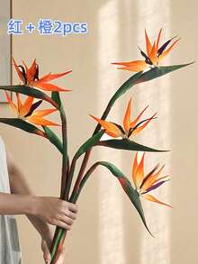 1/2/5PCS 58cm/22.8in Artificial Bird Of Paradise Flowers, Soft Silicone Realistic Stems, Fade-Resistant Lifelike Petals, Ideal For Vase Centerpiece, Living Room, Office, Wedding, DIY Craft Arrangement, Home Decor - Multicolor - View 12