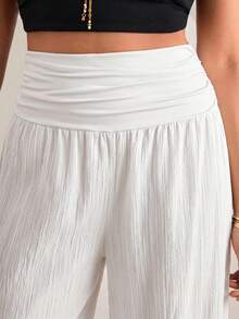 Freevana Pantalones de Linterna de unicolor Casual y Versátil Talla Grande - Blanco - Ver 7