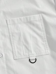 ESTAVOR 男士梭織時尚休閒寬鬆短袖襯衫，年輕風格 - 白色 - 查看 5