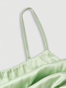 SHEIN CURVE+ 大码复古宫廷绿荷叶边露肩连衣裙，适合度假、约会、生日庆祝、下午茶和节日穿着。 - 綠色 - 查看 5