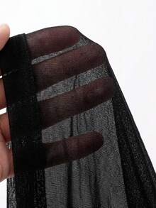 Dazy Plus Solid Color Loose Long Sleeve White Cover Up Open Front Plus Size Women Spring Summer Autumn Thin Jacket - Black - View 6
