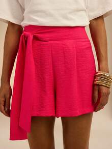 Dancing Leopard Hot Pink Tie Side Shorts, Holiday/Vacation Wear - Hot Pink - View 4