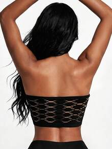SHAPORA Women's Hollow Out Strapless Solid Color Bra - Black - View 2