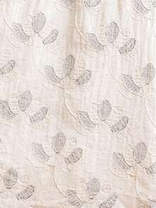 KÆRIA Hus Evia Aline 長裙 - 100%棉，提花，中長裙，套裝 - 刺繡花卉 - 休閒優雅，度假，派對早午餐，秋季米色 - 卡其色 - 查看 5