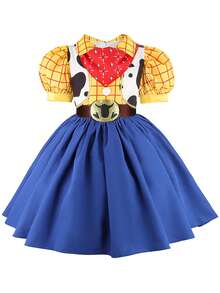 MINKOJA Girls Cowboy Costume For Kids Carnival Cosplay Party Princess Dress Children Fancy Dress Up Halloween Birthday Gift - Blue - View 3