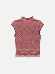 Nöista Short-Sleeved, Chinese-Style Stand-Up Collar, Diagonal Placket Top. - Red - View 10