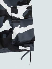 Modcrash Men's Plus Size Summer Camouflage Casual Cargo Shorts - Black and White - View 9