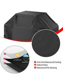 [Ry Red Line Grill Cover] Outdoor Barbecue Grill Cover, Uv-Resistant Oxford Fabric Gas Grill Cover With Adjustable Hem, Compatible With Multiple Brands, Available In 6 Sizes - Black - View 6