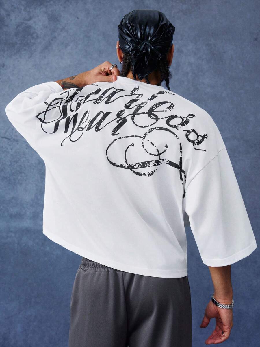 PAVTROS Camiseta casual versátil de uso diario con estampado de letras para hombre - Blanco - Ver 1