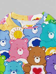 Slaydiva SHEIN X Care Bears Set 2 pezzi con felpa girocollo ampia e minimalista e leggings aderenti X, outfit estivo, streetwear, adatto per pendolarismo quotidiano, appuntamenti, feste, autunno/inverno, estate, feste, matrimoni, spiaggia, cerimonie di laurea, elegante, casual, uscite, Y2K, outfit per festival musicali - Multicolore - Visualizzare 4