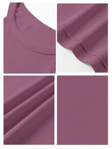 SHEIN LUNE 95%棉女款休閒修身掛脖背心，適合夏季 - 中紫紅色 - 查看 3
