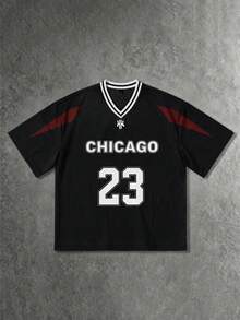 Gritte Field Men's Letter & Number Print Short Sleeve Basketball Jersey - Multicolor - View 3