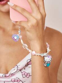 HELLO KITTY AND FRIENDS | SHEIN 時尚可愛卡通狗壓克力手工串珠手機鏈 手機掛繩 手機吊飾 - 彩色 - 查看 6