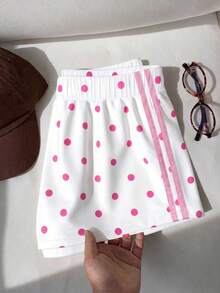 Tween Girl Tween Girl Tween Girls Casual Fashion Polka Dot Versatile Shorts Suitable For All , Chill Chill, Stylish Girls, Casual Wear, -Back Style, Chic - White - View 4
