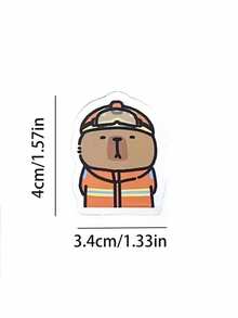 SHEIN 100pcs Cute Capybara Cartoon Stickers, Reusable PVC Stickers, Suitable For Laptop, DIY Accounting, Water Bottles, Luggage, Helmets, Spring Decorations, Asymmetrical Shapes, Applicable To Plastic, Glass, Metal, Ceramic Surfaces (Random Styles) - Multicolor - View 4