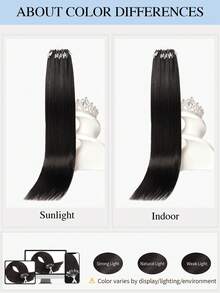 Micro Loop Human Hair Extensions Premium Virgin Remy Hair NC# Natural Black Reusable Invisible Micro Link Bead Hair No Glue No Tape Design 50Pcs 14-22 Inch Anti Shedding Soft Texture Ideal For Full Head Makeover Holiday& Hairstyle For Girls & Women - SNatural - View 13