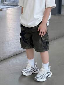 Bubblio Baby Boy Casual Street Camo Loose Denim Shorts, Summer - Multicolor - View 1