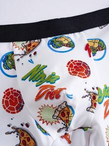 TEENAGE MUTANT NINJA TURTLES | SHEIN 青少年男孩卡通印花拼色休閒日常四角內褲 - 黑色 - 查看 5