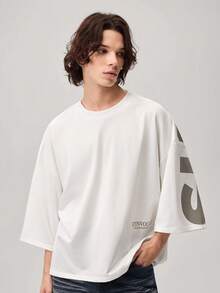 Vaulklash Men's Casual Letter Print T-Shirt, Summer - White - View 3