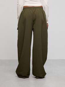 COUREZ Mid Balloon Cargo Trousers In Khaki /Y2K Pants For Women Back To School Green Pants Fall Winter Clothes Casual Going Out Outfits - Army Green - View 3