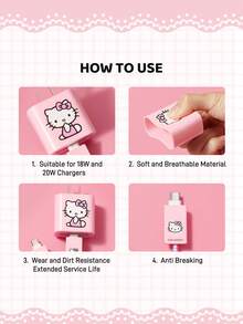 HELLO KITTY AND FRIENDS | SHEIN 3件組數據線保護套，適用於充電器，櫻桃印花圖案，充電器保護套（不含數據線） - 粉色 - 查看 3