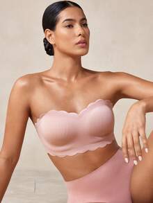 Veilyse Comfortable Strapless Women's Bra, Wireless Backless Design Thin Sports Bralette - Apricot - View 8