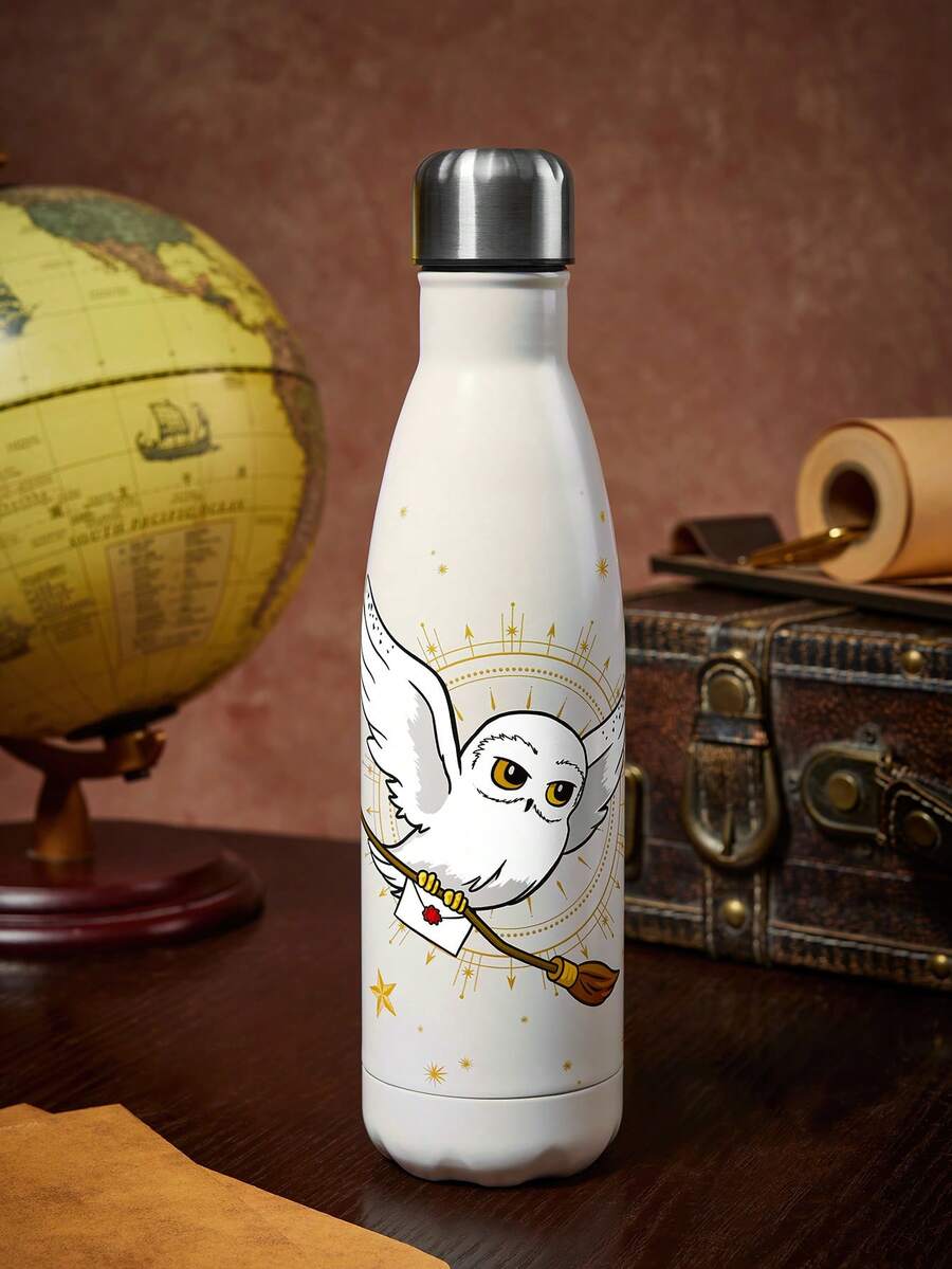 HARRY POTTER X SHEIN 16 Oz / 500 Ml 手柄保溫杯,真空保溫卡通圖案水壺,防漏蓋,不鏽鋼旅行杯,車用杯,返校季 - 白色 - 查看 1
