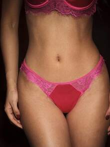 Bella Beso 2pcs Hot Pink Lace Patchwork Satin Padded Underwire Bra, Elegant Romantic Wedding Guest Workout Summer - Hot Pink - View 8