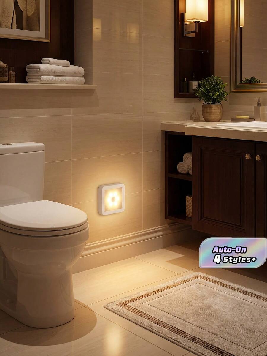 LED Motion Sensor Night Light, Smart PIR Sensor, Auto On/Off, Sensor Bedside Lamp, AAA Battery Powered, Easy Installation, Suitable For Bathroom, Bedroom, Hallway, Stairs, Cabinet, Garage(Batteries Not Included) - White - View 1