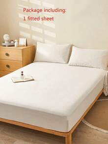 Cirelle 100% Cotton Fitted Sheet, Soft Breathable Cream Off-White Bed Sheet Only, Deep Pocket Fitted Bottom Sheet With All-Around Elastic, Solid Color Mattress Cover - White - View 9