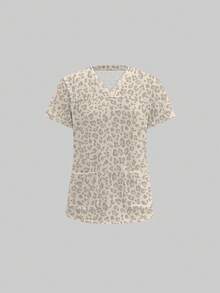 TaskEZ Conjunto de Uniforme Médico, Patrón de Estampado de Leopardo Lindo, Adecuado para el Trabajo, Desplazamiento, Hospital de Mascotas - Multicolor - Ver 3
