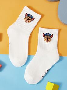 SHEIN | PAW Patrol 3雙棉製可愛卡通男孩透氣柔軟彈性短襪，加強腳趾與腳跟耐穿，適合學校與日常穿著，白色，四季通用 - 白色 - 查看 3