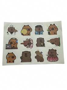 SHEIN 100pcs Cute Capybara Cartoon Stickers, Reusable PVC Stickers, Suitable For Laptop, DIY Accounting, Water Bottles, Luggage, Helmets, Spring Decorations, Asymmetrical Shapes, Applicable To Plastic, Glass, Metal, Ceramic Surfaces (Random Styles) - Multicolor - View 8