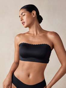 Veilyse Women's Seamless Strapless Wireless Adjustable Bra, Comfortable Daily Wear Padded Crossover Supportive Bra - Black - View 4