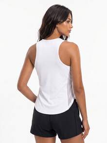 Solea Cove Women's Sleeveless Sports Yoga Outdoor Vest, Mesh Panel On Sides And Y-Back Design, Curved Hem - White - View 2