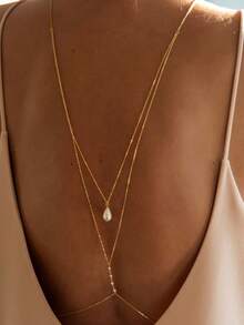 MidnightGlam 1pc Women's Sexy Metal Body Chain Back Chain - Gold - View 2
