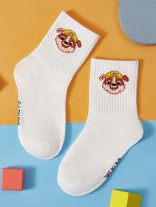 SHEIN | PAW Patrol 3雙棉製可愛卡通男孩透氣柔軟彈性短襪，加強腳趾與腳跟耐穿，適合學校與日常穿著，白色，四季通用 - 白色 - 查看 5