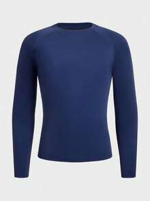 AXEPEAK Camiseta de protección solar casual y minimalista para hombres, ideal para ir a la playa o para el día a día - Azul Marino - Ver 3