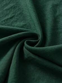 Balvessa Women's Solid Color Notched V-Neck Casual Daily Summer Mid-Length Dress - Dark Green - View 4
