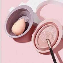 1pc Foldable Silicone Makeup Brush Cleaning Bowl, Multi-Textured Makeup Brush Cleaner, Reusable Beauty Tool Washing Bowl, Deep Cleaning Makeup Brushes - A - View 4