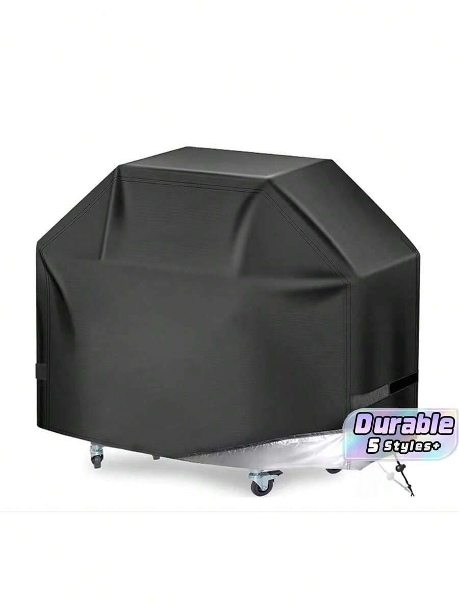 [Ry Red Line Grill Cover] Outdoor Barbecue Grill Cover, Uv-Resistant Oxford Fabric Gas Grill Cover With Adjustable Hem, Compatible With Multiple Brands, Available In 6 Sizes - Black - View 1