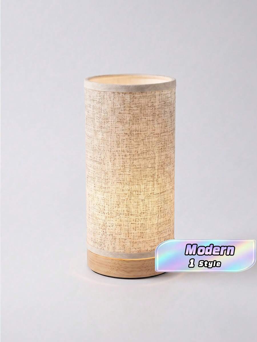 1PC Vintage Fabric Night Light With Wooden Base, Warm Light Creative Romantic Table Lamp For Room Decor - one-size - View 1