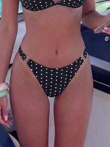 Swim Mod Bikini Seksi & Melangsingkan dengan Motif Polkadot Putih, Modis untuk Musim Semi/Panas 2026, Sempurna untuk Liburan di Pantai - Hitam dan Putih - View 4