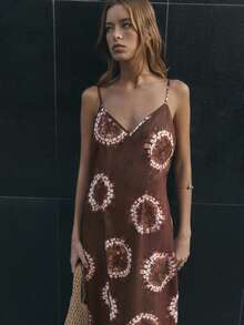 Nöista Brown Boho Print Maxi Dress, Perfect For Summer, Fall, Beach, Vacation And Casual Looks. - Purple - View 5