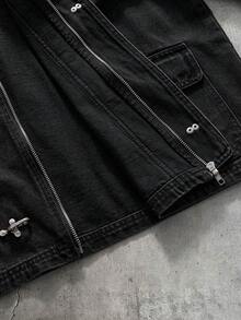 AXEPEAK Men's Casual Denim Jacket, Spring/Autumn - Black - View 5