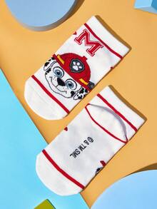 SHEIN | PAW Patrol 3雙純棉柔軟透氣吸濕兒童襪，鮮豔色彩與可愛卡通圖案，中性款，適合所有人 - 雜色 - 查看 4