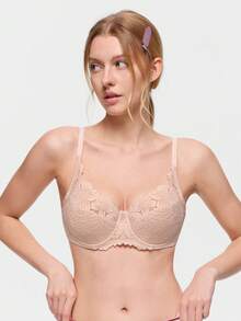 Bonmuse 2pcs Women's Sexy Lace Floral Bra, Supportive Breathable Lightweight U-Back Bra Set - Multicolor - View 5