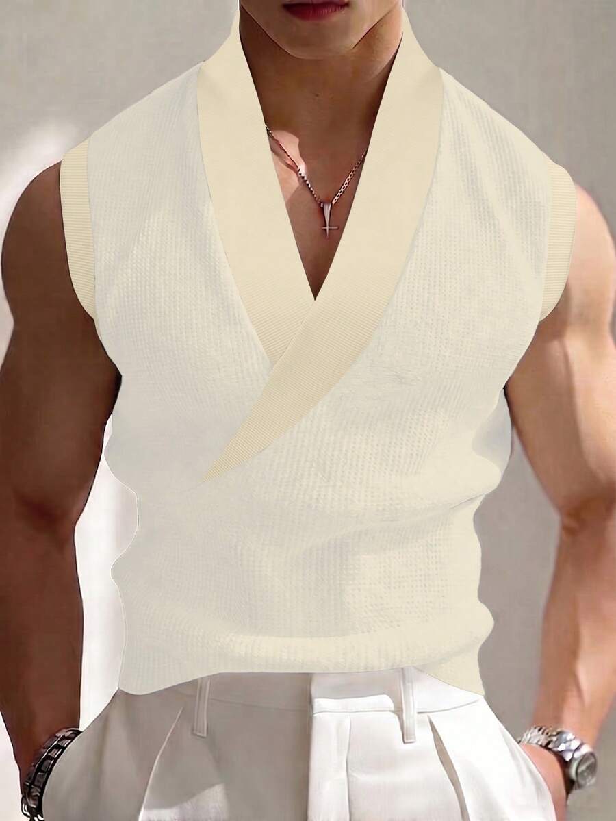 Manfinity Homme 男士 1 件寬鬆百搭上衣,適合日常穿著、通勤、疊穿與外穿,成熟版型,休閒、運動、日常通勤與度假皆適用,送給男友、丈夫的完美禮物,情侶款 - 杏色 - 查看 1