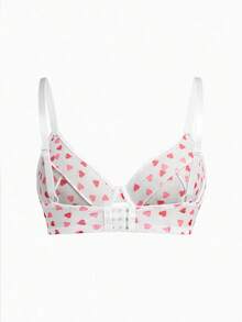 3pcs Women Plus Size Solid Color, Heart, Strawberry, Leopard Print Underwire Comfortable Bras, Lift - Multicolor - View 7