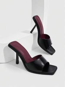 CUCCOO SZL Summer New Belt Wear High-Heeled Women's Slippers - Black - View 1